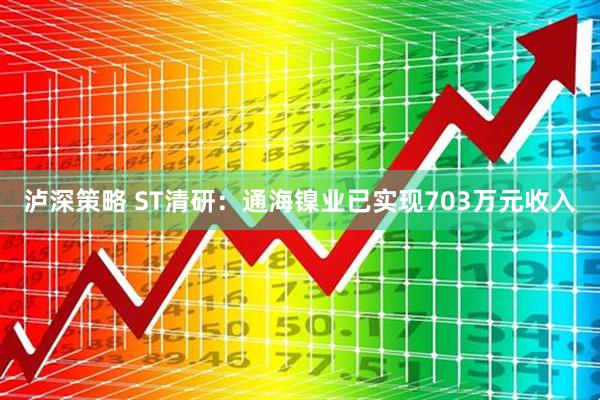 泸深策略 ST清研：通海镍业已实现703万元收入