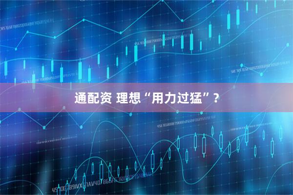 通配资 理想“用力过猛”？